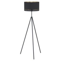 Loops Floor Lamp Light Colour Black Shade Black Inner Gold Outer Fabric Bulb E27 1x40W - thumbnail 1