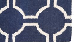 Orsina Grey White & Green Rug, Modern Hand Woven Flatweave Rug with Geometric Oval Pattern, Durable Cotton in Blue - Size: 120 cm x 180 cm - thumbnail 2