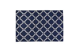 Orsina Grey White & Green Rug, Modern Hand Woven Flatweave Rug with Geometric Oval Pattern, Durable Cotton in Blue - Size: 120 cm x 180 cm