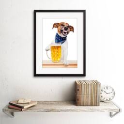 "Artery8 Jack Russell Dog Mug Beer Pint Drunk 12x16"" Framed Art Print in Brown - Size: W12"" x H16""" - thumbnail 2