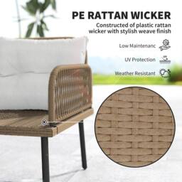 OUTSUNNY Sectional Outdoor Furniture with Glass Top Table in Cream - thumbnail 6