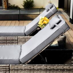 Furniture Maxi Vancouver Rattan Sun Lounger Set In Grey - thumbnail 3