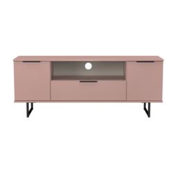 Ready Assembled 2 U Fuji 2 Door 1 Drawer Wide TV Unit (Ready Assembled) in Dusty Pink - thumbnail 2
