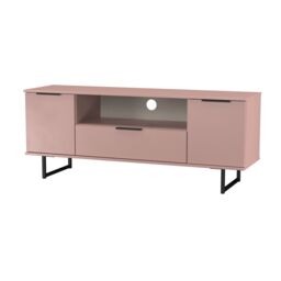 Ready Assembled 2 U Fuji 2 Door 1 Drawer Wide TV Unit (Ready Assembled) in Dusty Pink - thumbnail 4