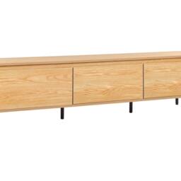 Wyld and Coco Light Brown TV Stand Black Steel Legs 3 Door Storage W180 x D40cm - thumbnail 2