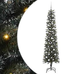 Berkfield Home Artificial Christmas Tree with 300 LEDs Green 58 x 58 x 210 cm - thumbnail 2