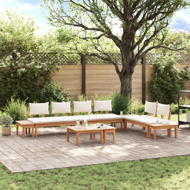 Berkfield Home Garden Bench Set 5 pcs Brown & Cream 2-seater Small - image 1