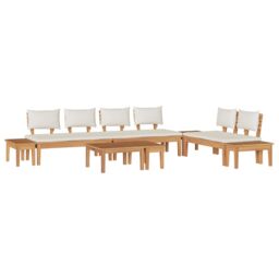 Berkfield Home Garden Bench Set 5 pcs Brown & Cream 2-seater Small - thumbnail 2