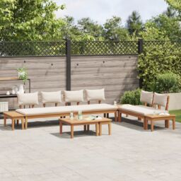 Berkfield Home Garden Bench Set 5 pcs Brown & Cream 2-seater Small - thumbnail 4
