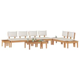 Berkfield Home Garden Bench Set 5 pcs Brown & Cream 2-seater Small - thumbnail 3