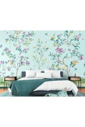 Origin Murals Flower Tree Wall Mural in Blue - Size: W350 cm x H280 cm - thumbnail 1