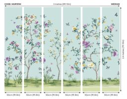 Origin Murals Flower Tree Wall Mural in Blue - Size: W350 cm x H280 cm - thumbnail 3