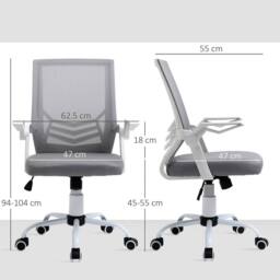 Kelvenix Mesh Home Office Chair Swivel in Grey - Size: 0.6m2 - thumbnail 2