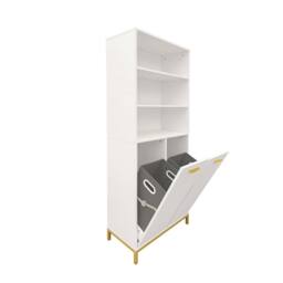 Hygrad Built to Survive Bathroom Tall Storage Cabinet Cupboard with 2 Laundry Baskets in White - thumbnail 5