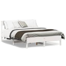 Berkfield Home Beautiful Bed Frame without Mattress White 120x200 cm Solid Wood Pine - Size: Small Double - thumbnail 2