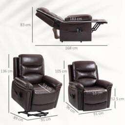 HOMCOM Massage Recliner Chair, Lift Chair with Heat, USB, Remote, Brown - Size: Armchair - thumbnail 3