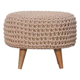 Wyld Haus Mantua Beige Hand Woven Oblong Footstool - thumbnail 2