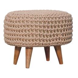 Wyld Haus Mantua Beige Hand Woven Oblong Footstool - thumbnail 3