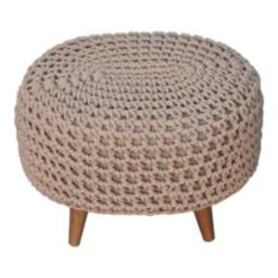 Wyld Haus Mantua Beige Hand Woven Oblong Footstool - thumbnail 5