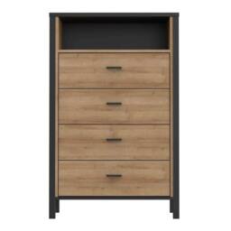 Wyld Haus Egtved 4 Drawer Chest in Black & Natural Oak Effect - thumbnail 3