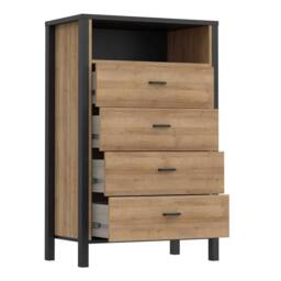 Wyld Haus Egtved 4 Drawer Chest in Black & Natural Oak Effect - thumbnail 5