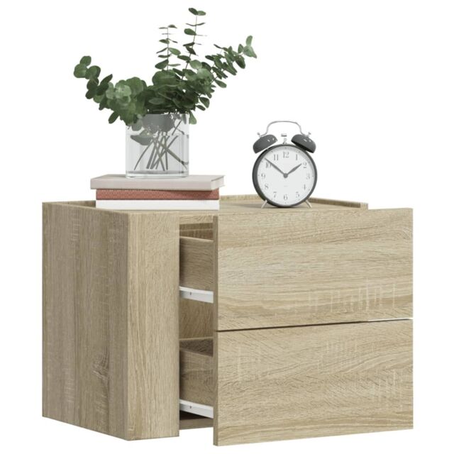 Berkfield Home Wall-mounted Bedside Cabinets 2 pcs Sonoma Oak 45x30x35 cm in Brown - Size: 45 x 30 x 35 cm - image 1