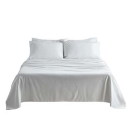 Snug City Luxury 400TC Sateen Soft Touch Hotel Quality Flat Sheet Bed Linen in White - Size: Super King - thumbnail 2