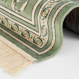 THE RUGS Oriental Velvet Antik Flowers Rug - Floral Fringed Viscose Carpet in Green - Size: 95 cm x 133 cm - thumbnail 3