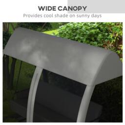 OUTSUNNY Swing Chair Lounger Bed Hammock 3 Person Mesh Wall Canopy Grey Garden Patio - thumbnail 6