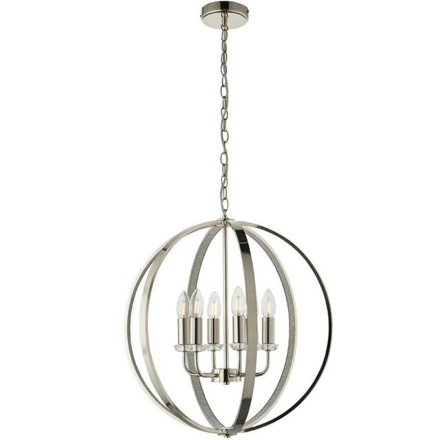 Loops Hanging Ceiling Pendant Light Bright Nickel Globe Shade 6 Bulb Orb Loop Lamp in Metallics - image 1