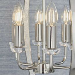 Loops Hanging Ceiling Pendant Light Bright Nickel Globe Shade 6 Bulb Orb Loop Lamp in Metallics - thumbnail 4