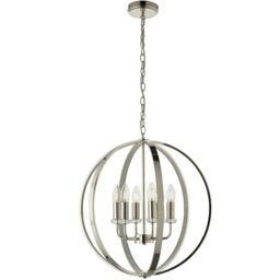 Loops Hanging Ceiling Pendant Light Bright Nickel Globe Shade 6 Bulb Orb Loop Lamp in Metallics - thumbnail 1