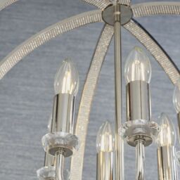 Loops Hanging Ceiling Pendant Light Bright Nickel Globe Shade 6 Bulb Orb Loop Lamp in Metallics - thumbnail 5