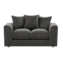 Furnishings For Less UK Brooklyn Plush Velvet Fibre Fabric 2 Seater Sofa Scatter Back in Grey - thumbnail 1
