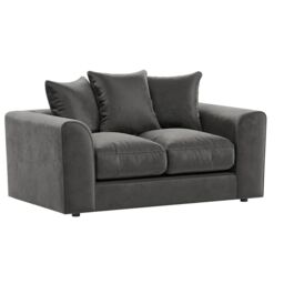 Furnishings For Less UK Brooklyn Plush Velvet Fibre Fabric 2 Seater Sofa Scatter Back in Grey - thumbnail 2