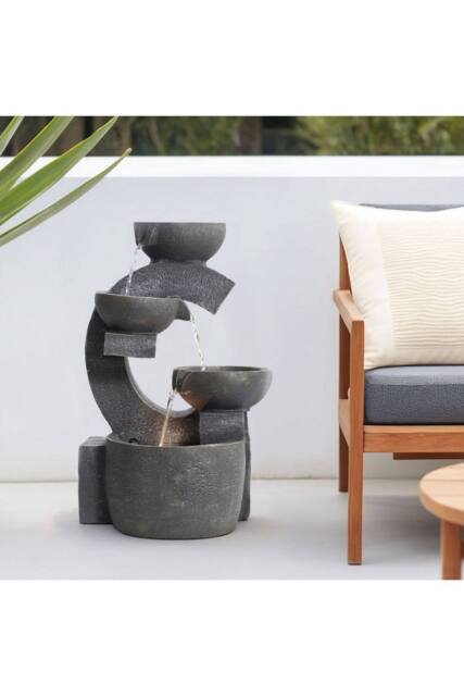 H&O Direct Cascading C Shaped Rockery Deco Outdoor Water Fountain in Natural - image 1