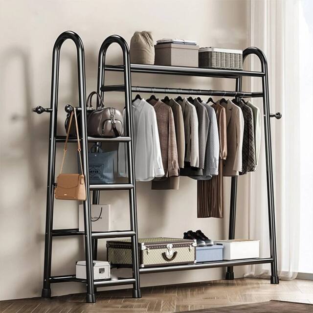 Havendro Heavy Duty Double Clothes Rail Rack Garment Hanging Stand in Black - image 1