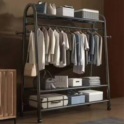 Havendro Heavy Duty Double Clothes Rail Rack Garment Hanging Stand in Black - thumbnail 4