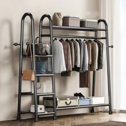 Havendro Heavy Duty Double Clothes Rail Rack Garment Hanging Stand in Black - thumbnail 1
