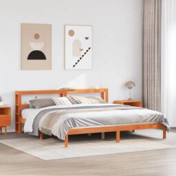 Berkfield Home Bed Frame with Headboard without Mattress Wax Brown 200x200 cm - thumbnail 1
