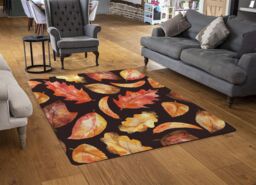 Benjamin Tate Design Autumn Leaves On Black Rug in Natural - Size: Large - thumbnail 2