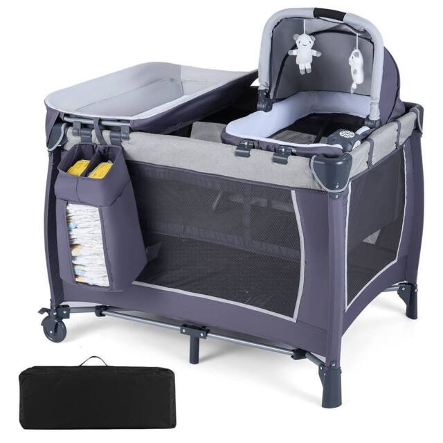 CASART Foldable Nursery Center Bassinet Baby Playard w/Diaper Changing Table - Size: Crib - image 1
