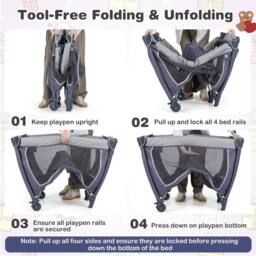 CASART Foldable Nursery Center Bassinet Baby Playard w/Diaper Changing Table - Size: Crib - thumbnail 5