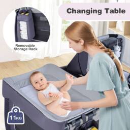 CASART Foldable Nursery Center Bassinet Baby Playard w/Diaper Changing Table - Size: Crib - thumbnail 7