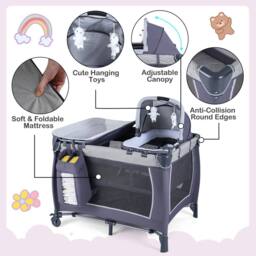 CASART Foldable Nursery Center Bassinet Baby Playard w/Diaper Changing Table - Size: Crib - thumbnail 3
