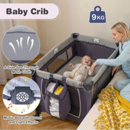 CASART Foldable Nursery Center Bassinet Baby Playard w/Diaper Changing Table - Size: Crib - thumbnail 8
