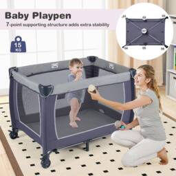 CASART Foldable Nursery Center Bassinet Baby Playard w/Diaper Changing Table - Size: Crib - thumbnail 6