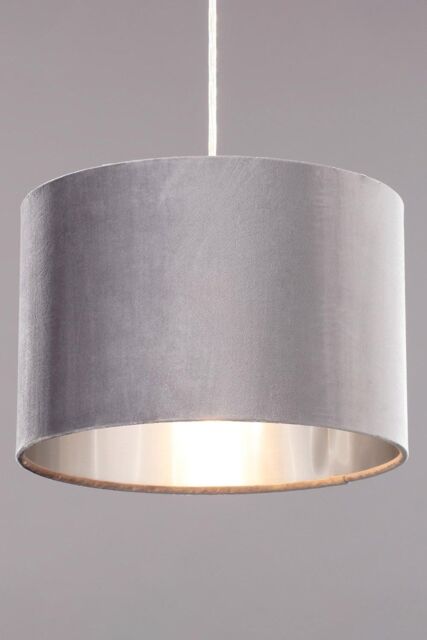 BHS Lighting Velvet Easy Fit Light Shade in Grey - Size: 30 cm diameter x 21 cm high - image 1