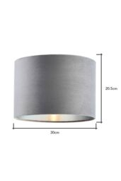 BHS Lighting Velvet Easy Fit Light Shade in Grey - Size: 30 cm diameter x 21 cm high - thumbnail 5
