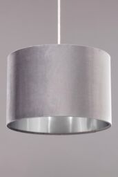BHS Lighting Velvet Easy Fit Light Shade in Grey - Size: 30 cm diameter x 21 cm high - thumbnail 2